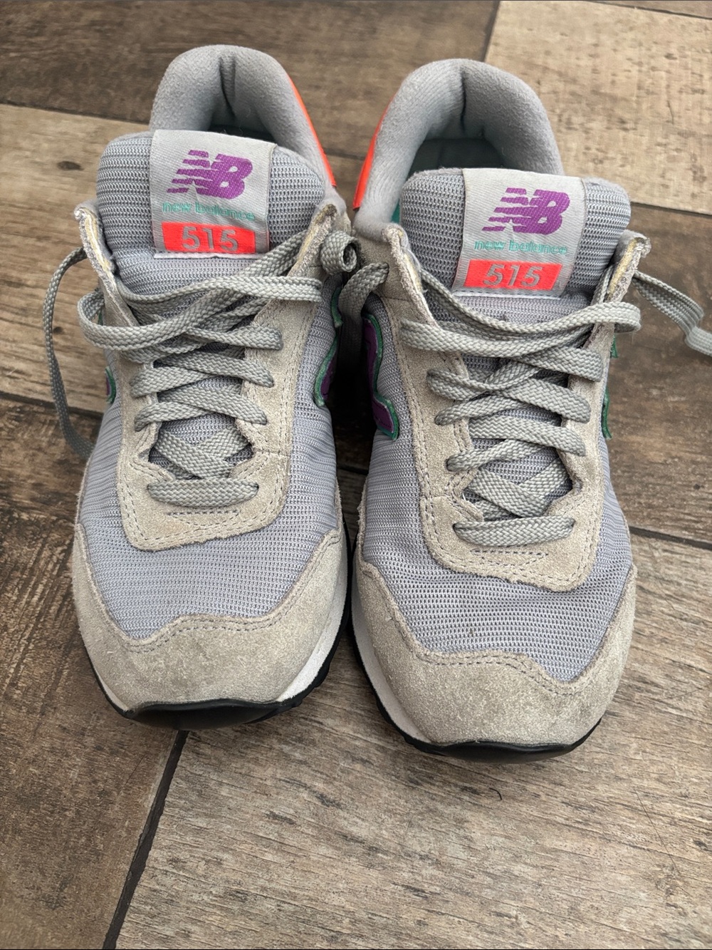 New Balance Gray Sneakers with Purple and Orange Accents